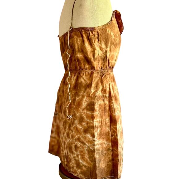 Womens Dress Size 6 Brown Tie Dye Ruffle Hippie Boho Festival Beachy Vacation - Picture 6 of 8